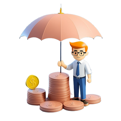 man with money standing under umbrella